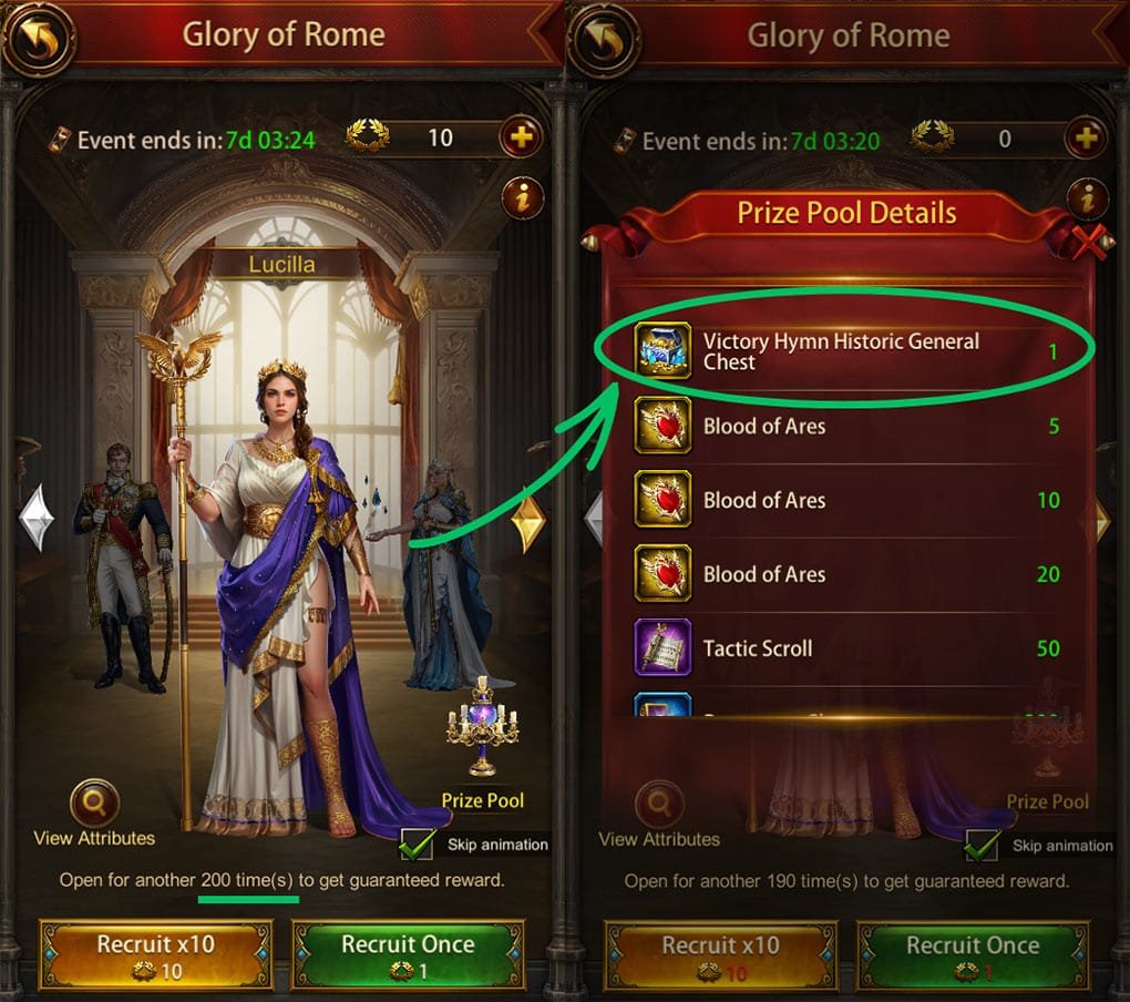 Get Evony General Lucilla from Glory of Rome Event