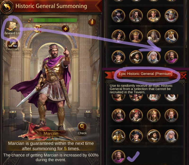 Get Evony Marcian at Special Event and General Token